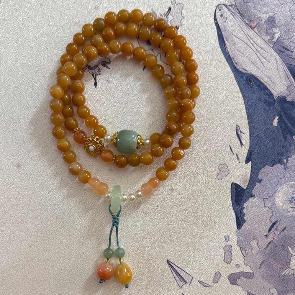 Natural Yellow Jade&Green Myanmar Jade/ Simulate Amber bracelet/Nacklace